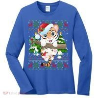 Tiger Xmas Style Ugly Santa Tiger Christmas Gift Women's Long Sleeve Shirt thumb 0