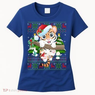 Tiger Xmas Style Ugly Santa Tiger Christmas Gift Women's T-Shirt
