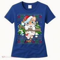 Tiger Xmas Style Ugly Santa Tiger Christmas Gift Women's T-Shirt thumb 0
