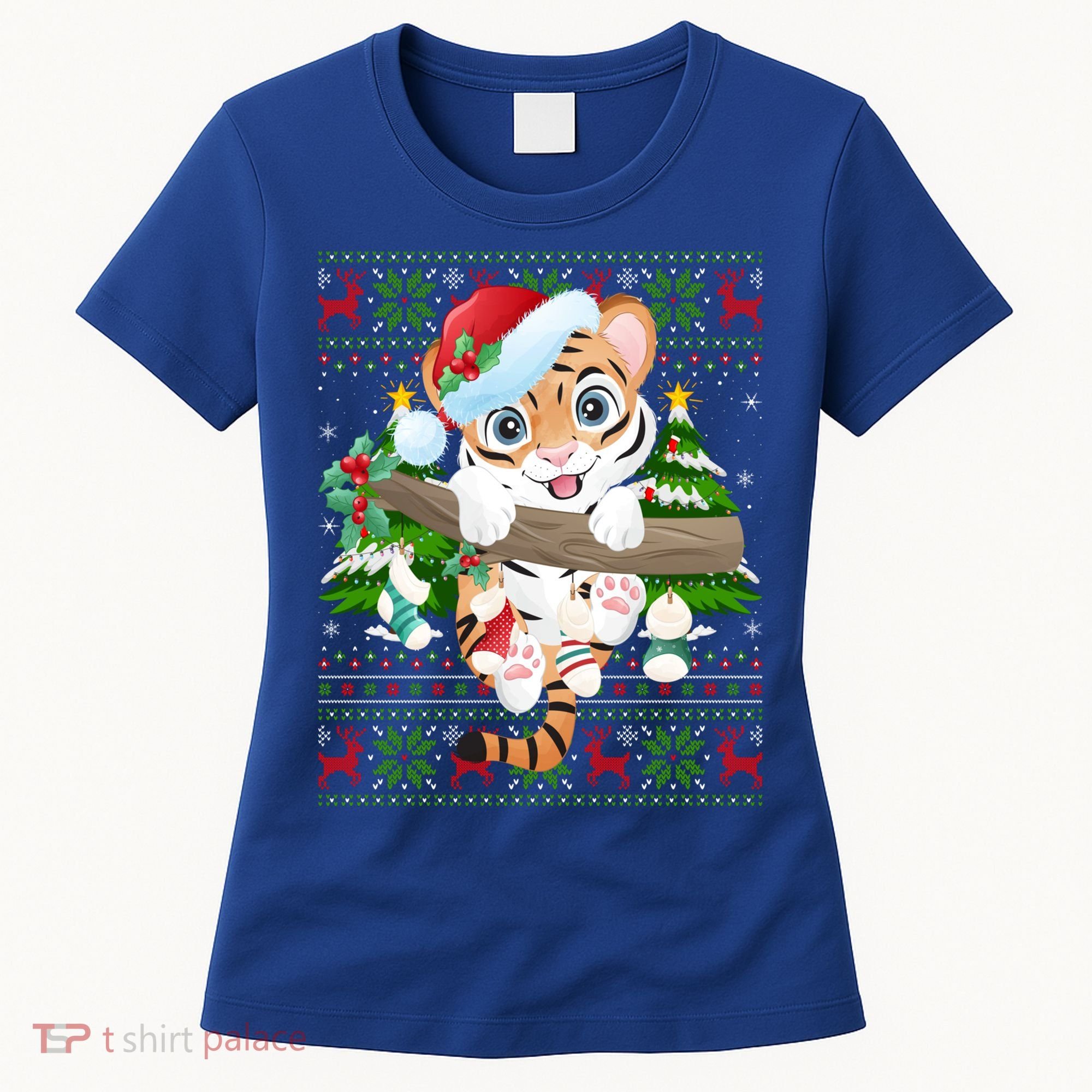 Tiger Xmas Style Ugly Santa Tiger Christmas Gift Women's T-Shirt
