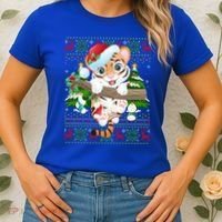 Tiger Xmas Style Ugly Santa Tiger Christmas Gift Women's T-Shirt thumb 2