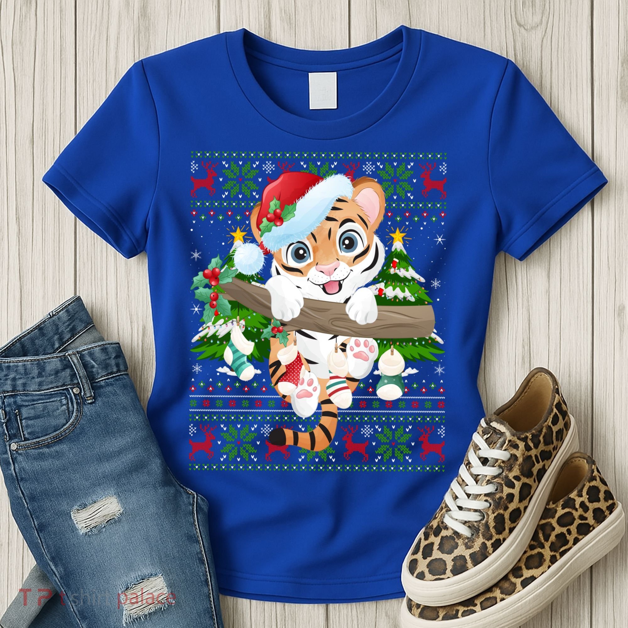 Tiger Xmas Style Ugly Santa Tiger Christmas Gift Women's T-Shirt