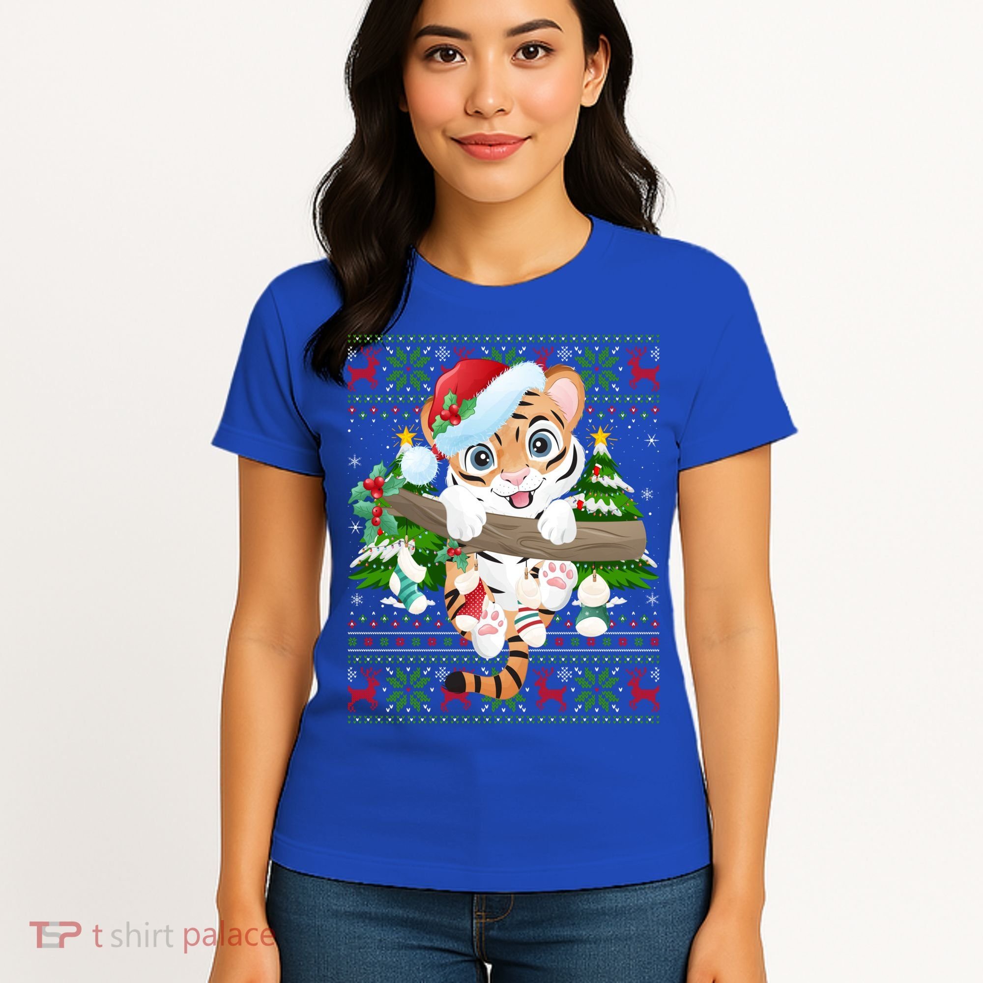 Tiger Xmas Style Ugly Santa Tiger Christmas Gift Women's T-Shirt