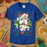 Tiger Xmas Style Ugly Santa Tiger Christmas Gift Kids T-Shirt thumb 3