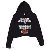 Treat Yourself A Round Of Sausage Crop Fleece Hoodie thumb 0