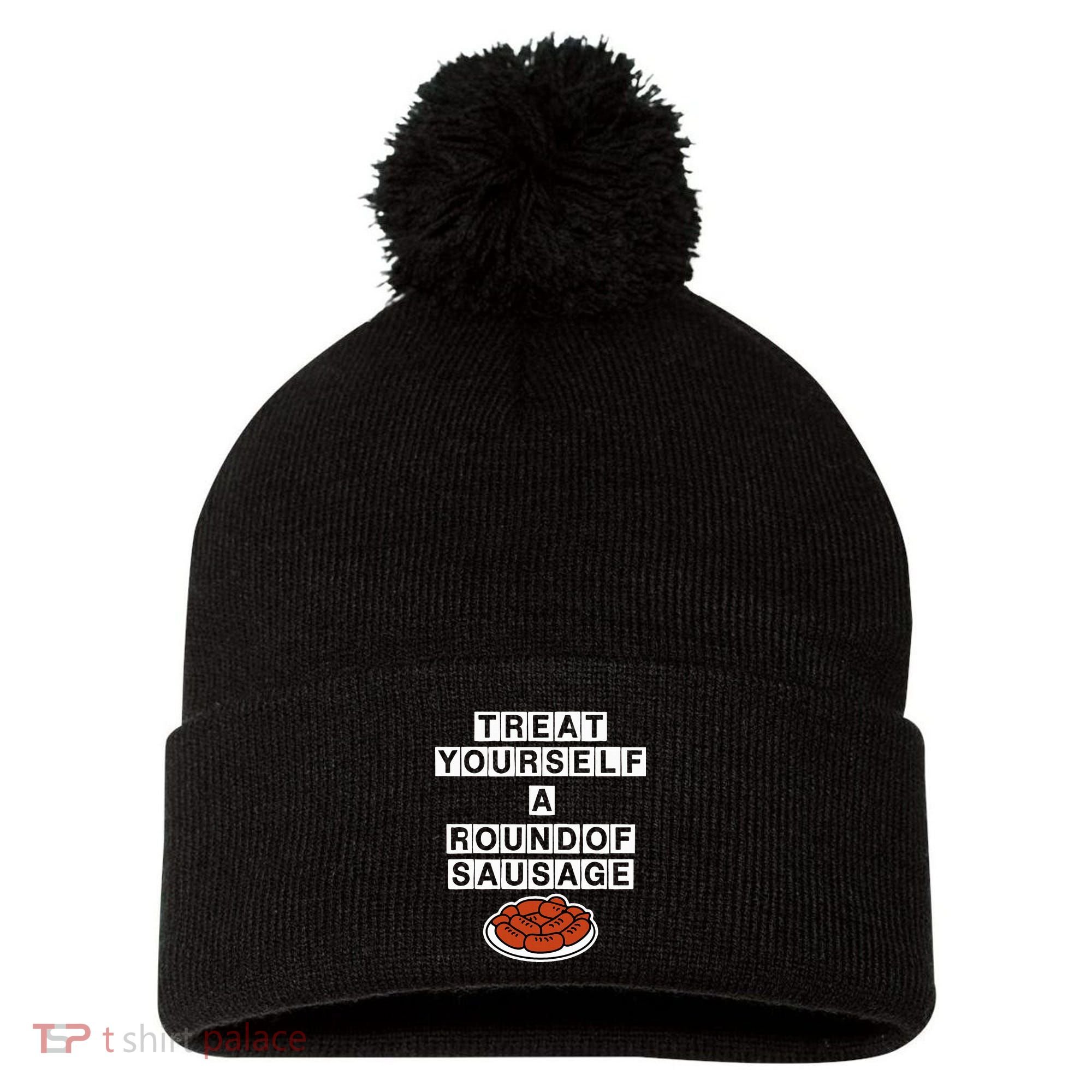 Treat Yourself A Round Of Sausage Pom Pom 12in Knit Beanie