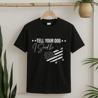 Tell Your Dog I Said Hi Grey Style American Flag T-Shirt thumb 2