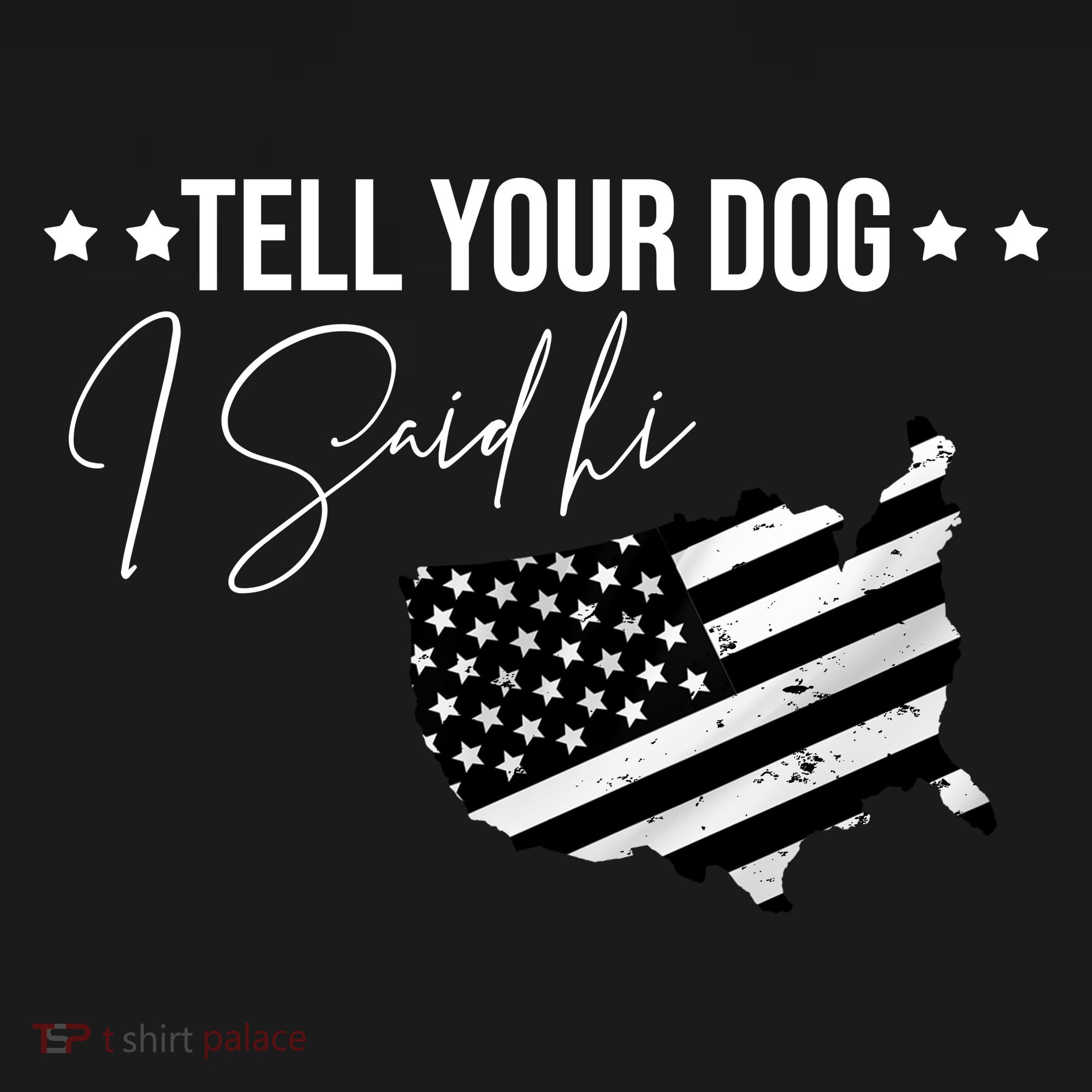 Tell Your Dog I Said Hi Grey Style American Flag T-Shirt