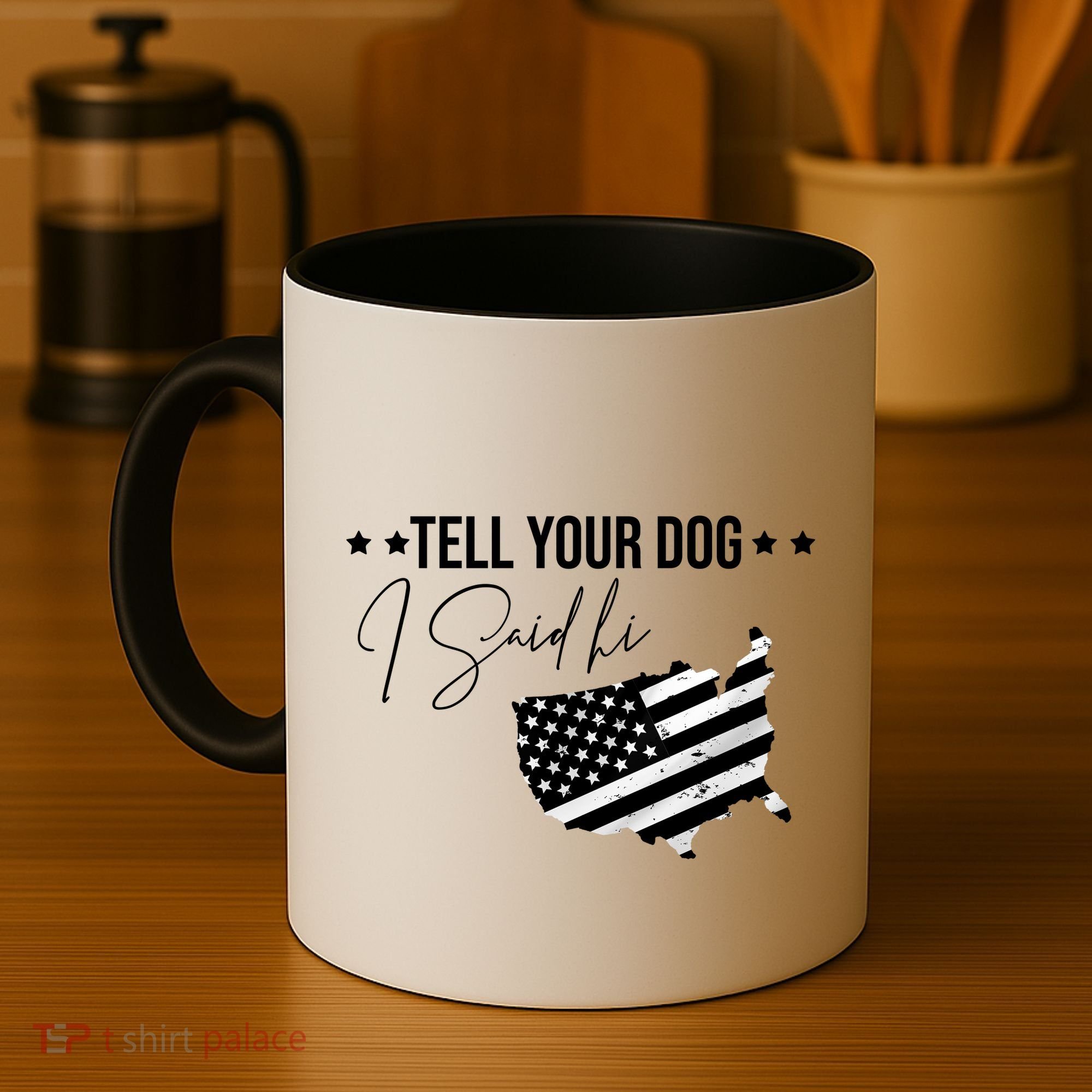 Tell Your Dog I Said Hi Grey Style American Flag Coffee Mug