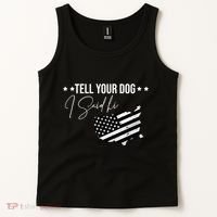 Tell Your Dog I Said Hi Grey Style American Flag Tank Top thumb 2