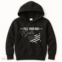 Tell Your Dog I Said Hi Grey Style American Flag Kids Hoodie thumb 0