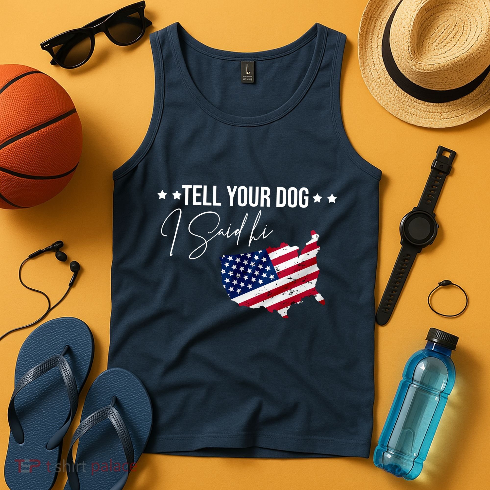 Tell Your Dog I Said Hi US American Flag Tank Top