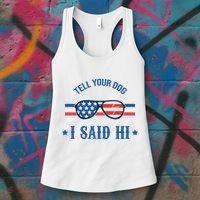 Tell Your Dog I Said Hi Funny USA Retro Shades Women's Tank Top thumb 3