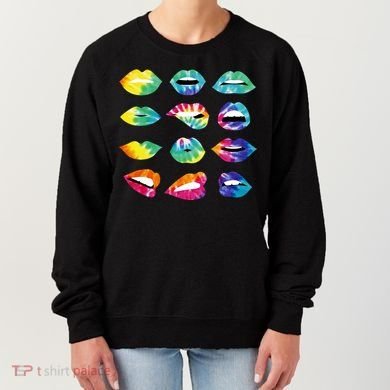 Tye Dye Colorful Hippy Lips Women's Sweatshirt