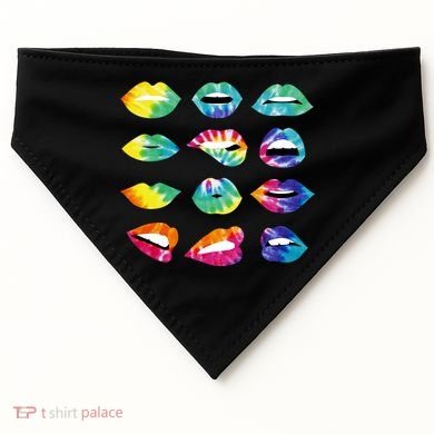 Tye Dye Colorful Hippy Lips USA-Made Doggie Bandana