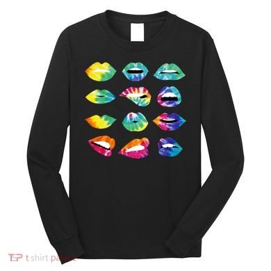 Tye Dye Colorful Hippy Lips Long Sleeve Shirt