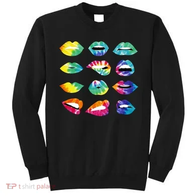 Tye Dye Colorful Hippy Lips Sweatshirt