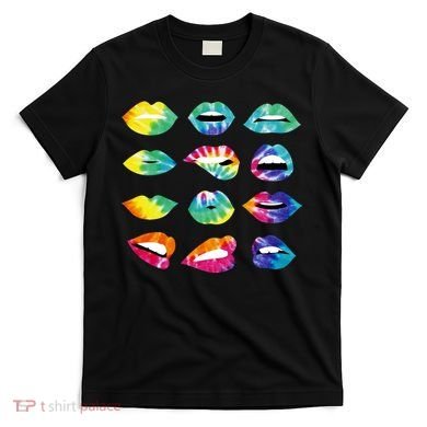 Tye Dye Colorful Hippy Lips T-Shirt