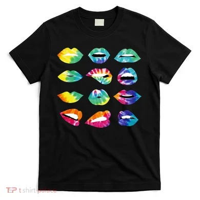 Tye Dye Colorful Hippy Lips T-Shirt