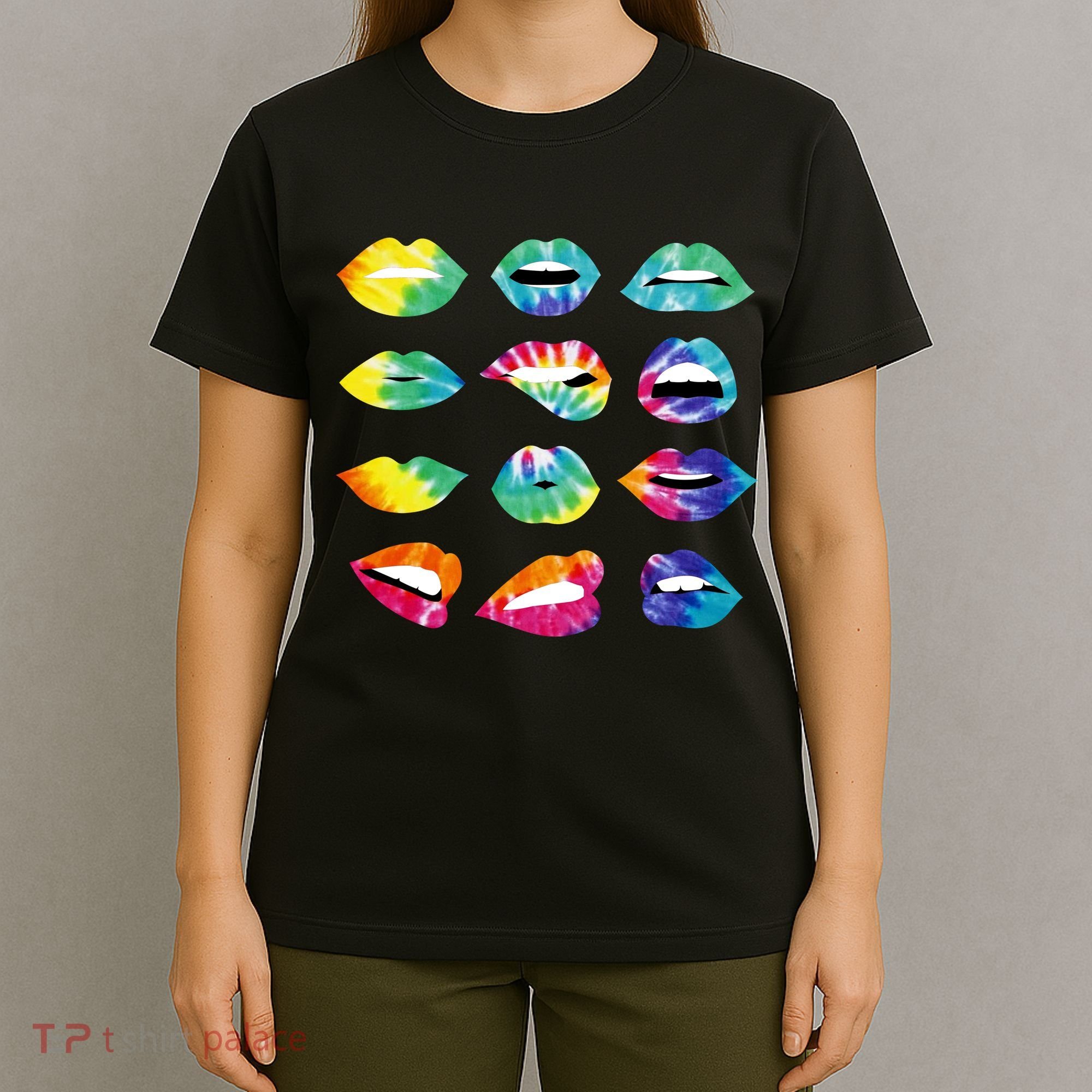 Tye Dye Colorful Hippy Lips T-Shirt