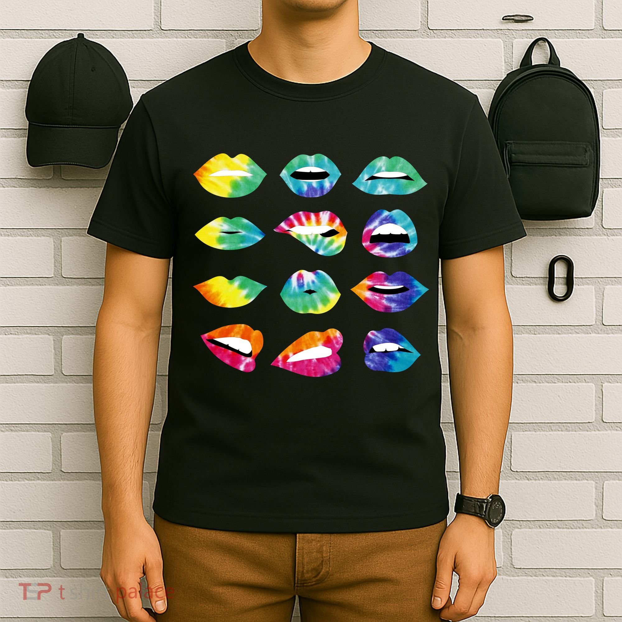 Tye Dye Colorful Hippy Lips T-Shirt