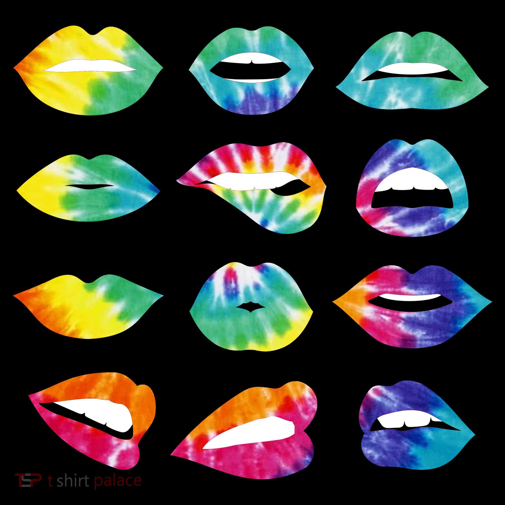 Tye Dye Colorful Hippy Lips T-Shirt