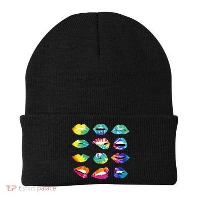 Tye Dye Colorful Hippy Lips Beanie