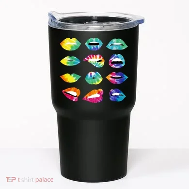 Tye Dye Colorful Hippy Lips Tumbler