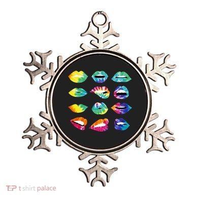 Tye Dye Colorful Hippy Lips Ornament