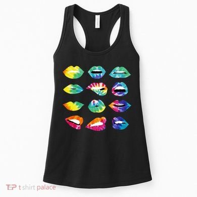 Tye Dye Colorful Hippy Lips Women's Tank Top