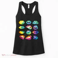 Tye Dye Colorful Hippy Lips Women's Tank Top thumb 0