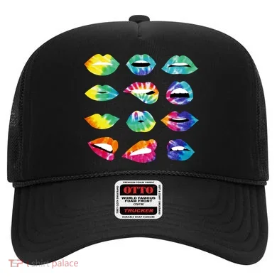 Tye Dye Colorful Hippy Lips Hat