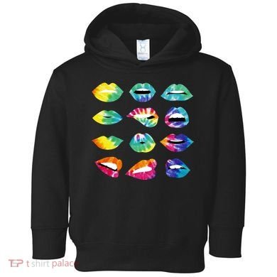 Tye Dye Colorful Hippy Lips Toddler Hoodie