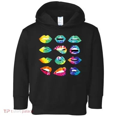 Tye Dye Colorful Hippy Lips Toddler Hoodie