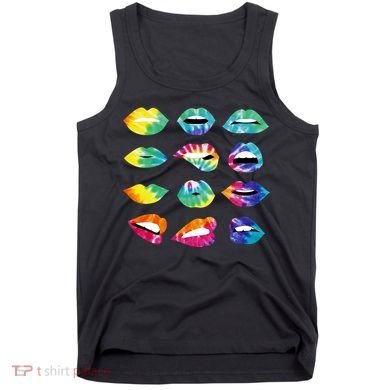 Tye Dye Colorful Hippy Lips Tank Top