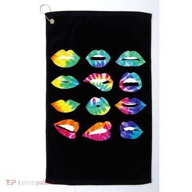 Tye Dye Colorful Hippy Lips Golf Towel