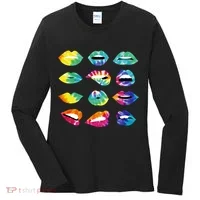 Tye Dye Colorful Hippy Lips Women's Long Sleeve Shirt thumb 0