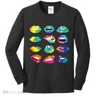 Tye Dye Colorful Hippy Lips Kids Long Sleeve Shirt thumb 0
