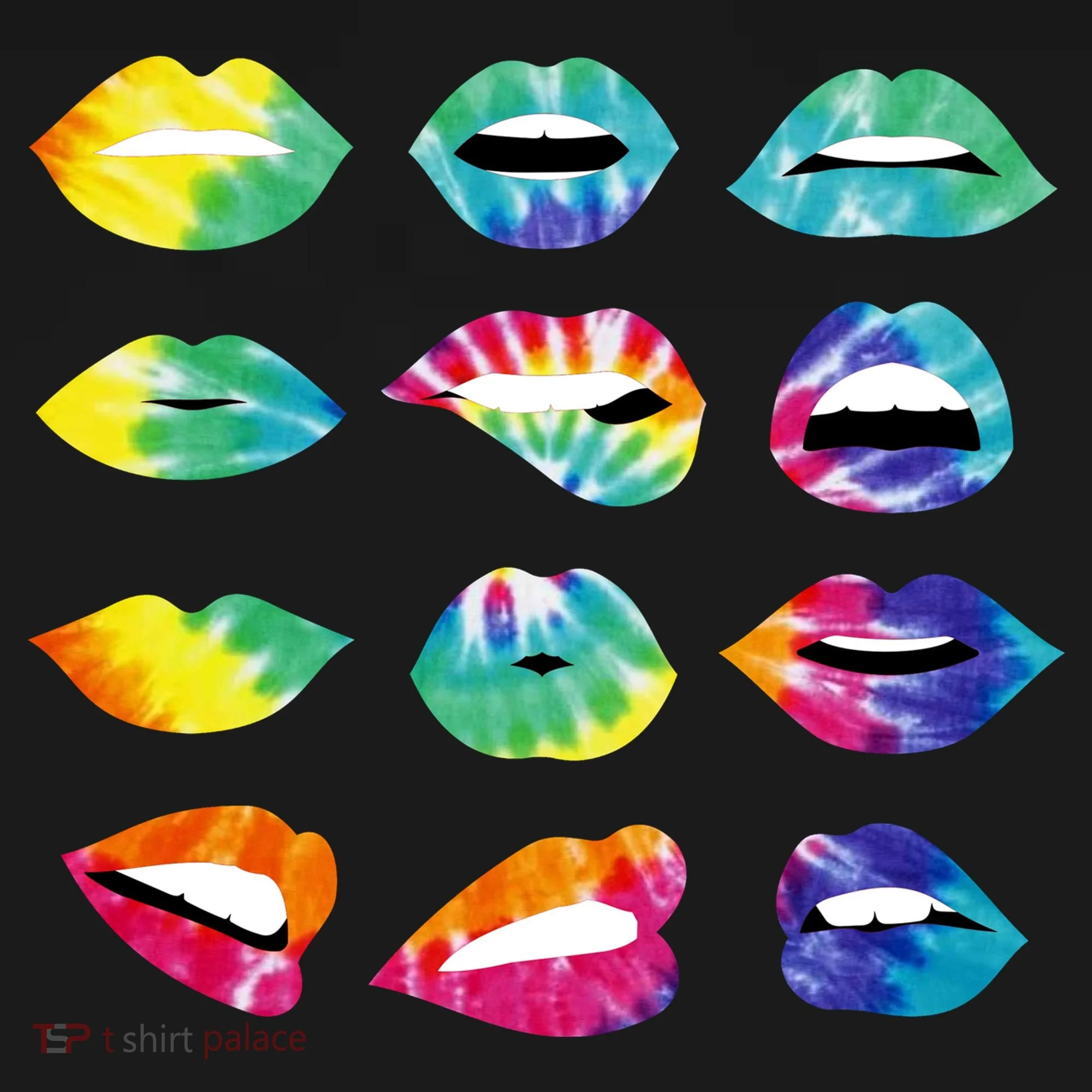 Tye Dye Colorful Hippy Lips Kids Long Sleeve Shirt