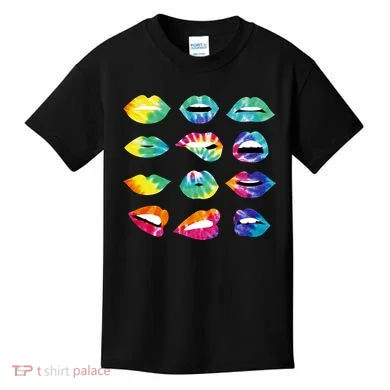 Tye Dye Colorful Hippy Lips Kids T-Shirt