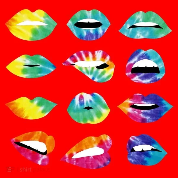 Tye Dye Colorful Hippy Lips Santa Hat