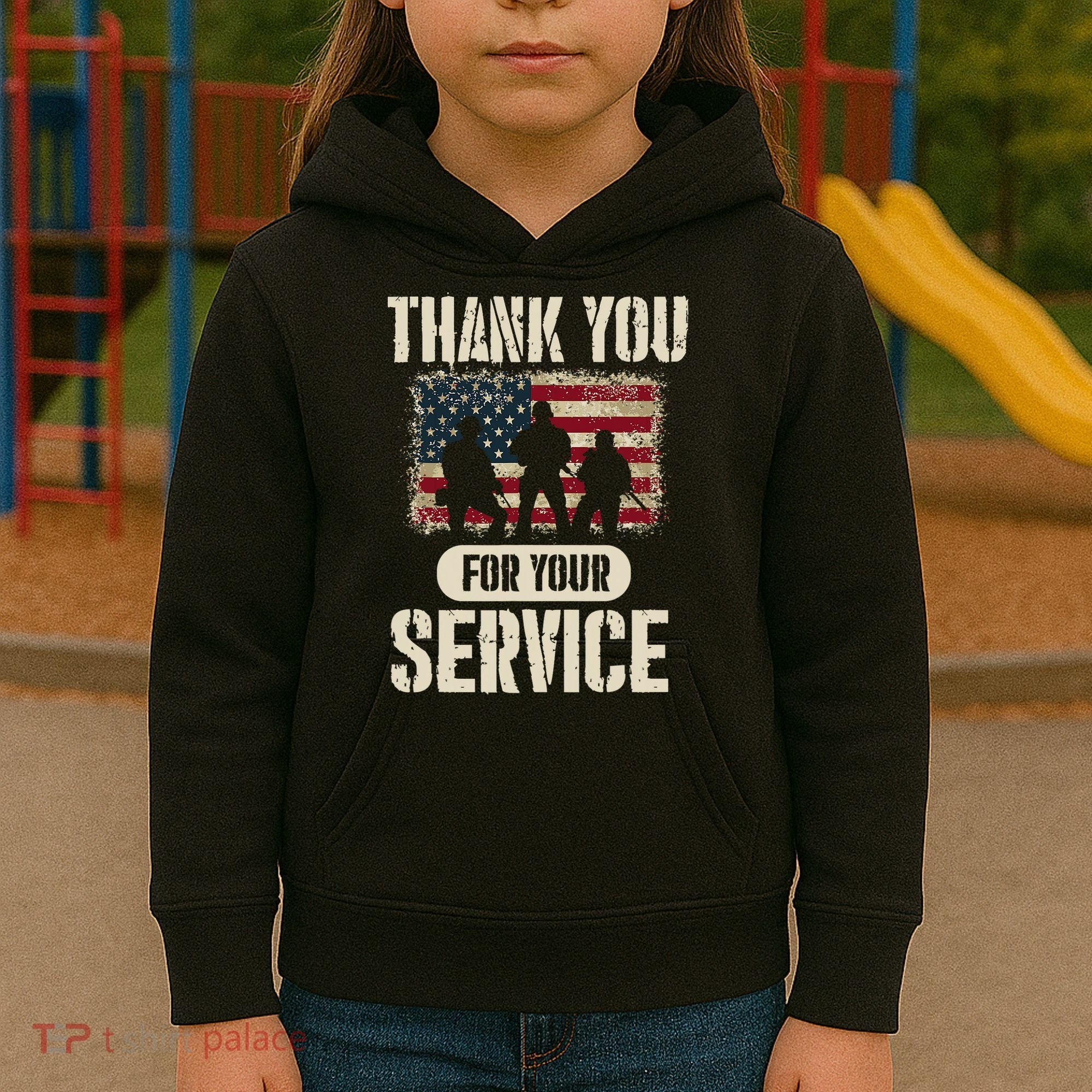 Thank You For Your Service Shirt, Patriotic Veterans Day Kids Hoodie