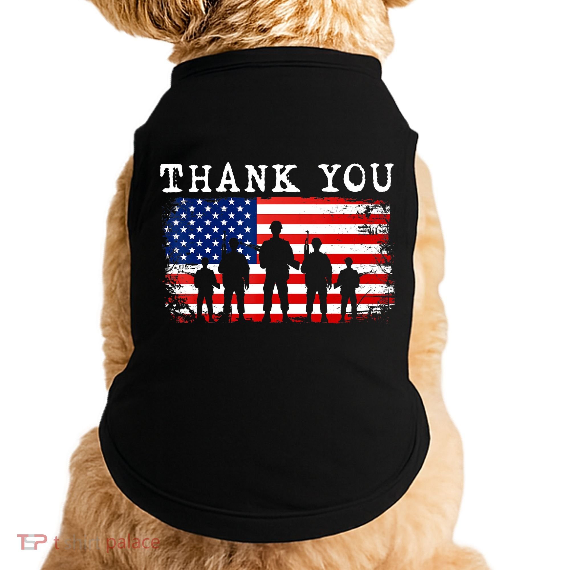 Thank You for your Service American Flag Patriotic Veterans Doggie Tank