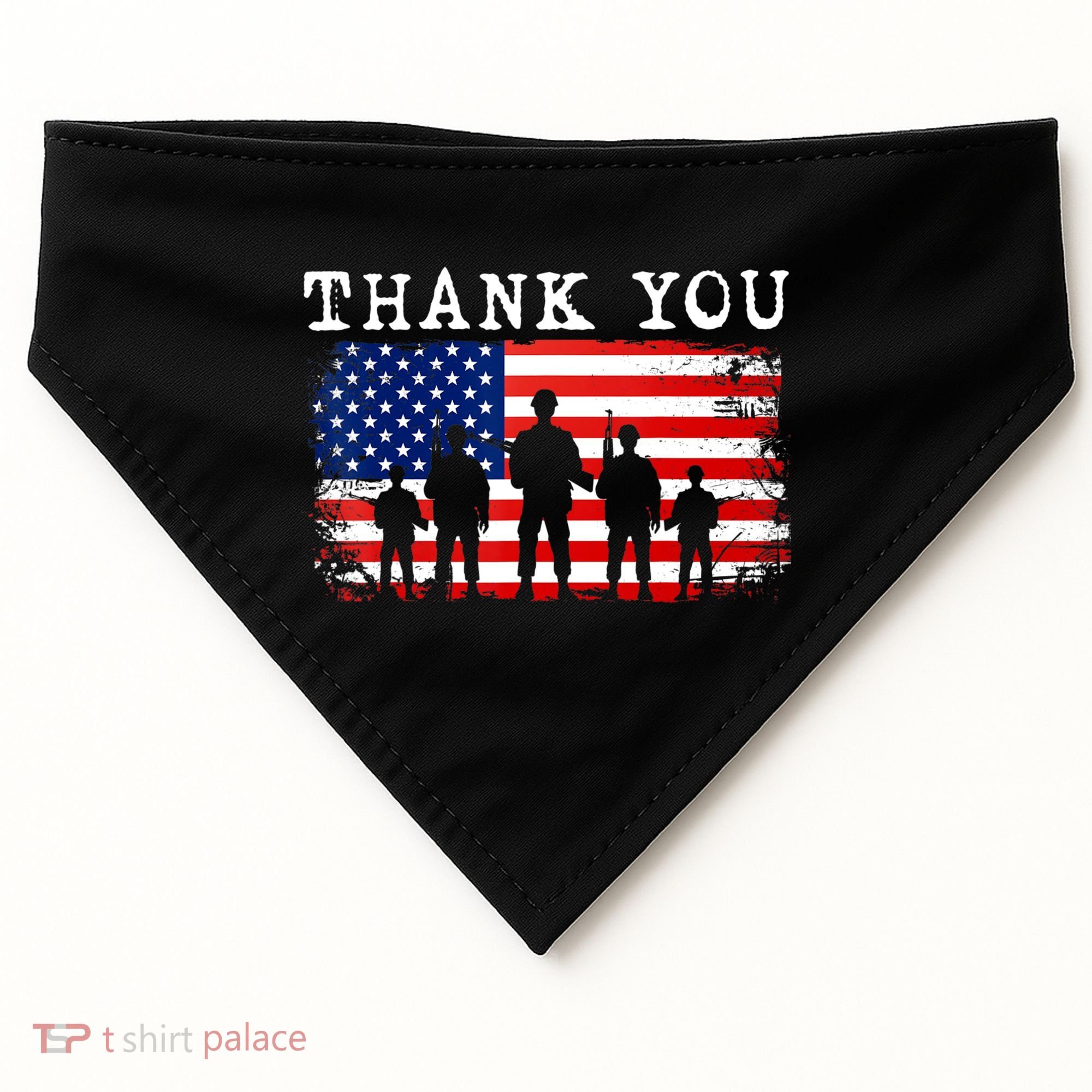 Thank You for your Service American Flag Patriotic Veterans USA-Made Doggie Bandana