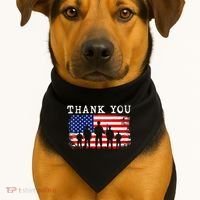 Thank You for your Service American Flag Patriotic Veterans USA-Made Doggie Bandana thumb 1