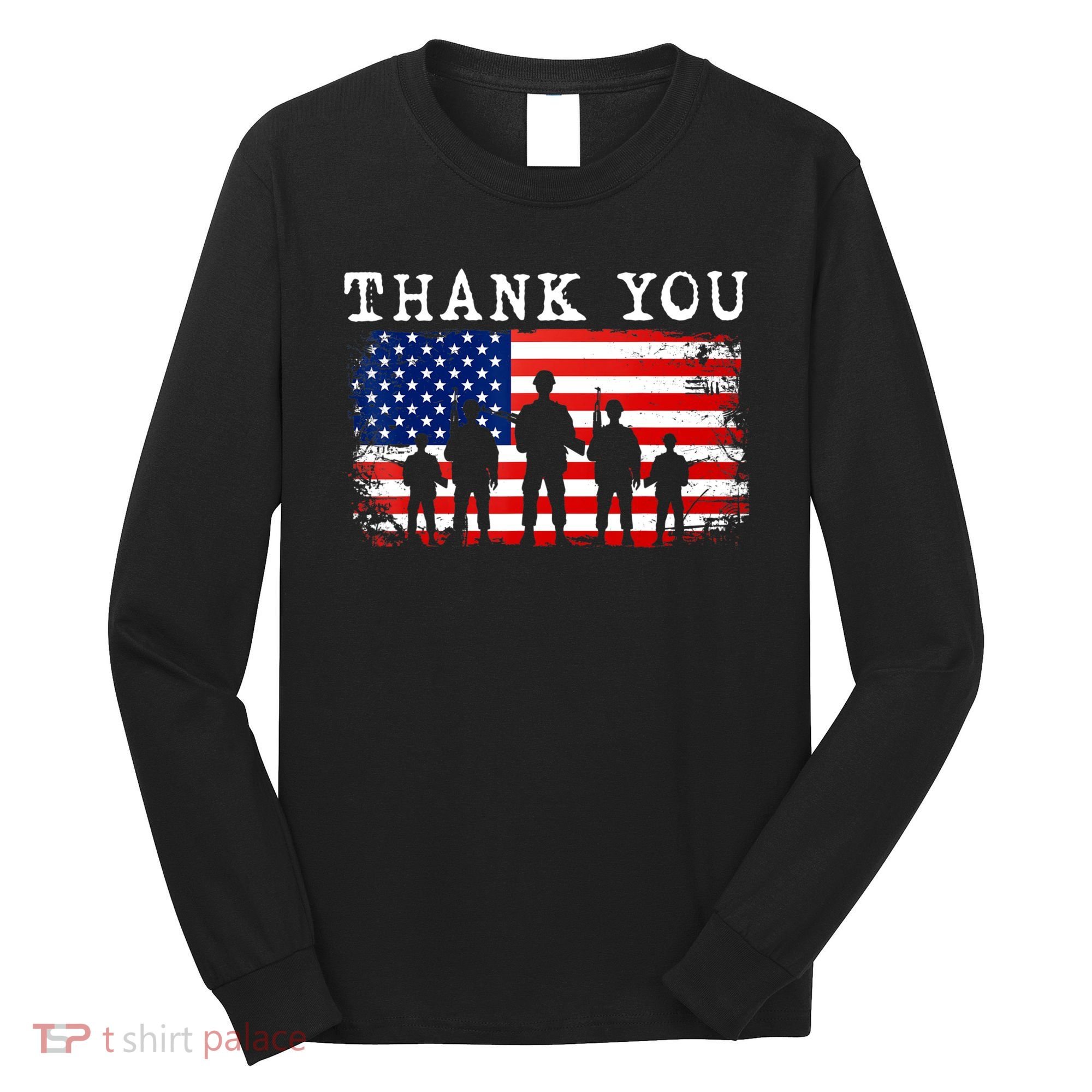 Thank You for your Service American Flag Patriotic Veterans Long Sleeve Shirt