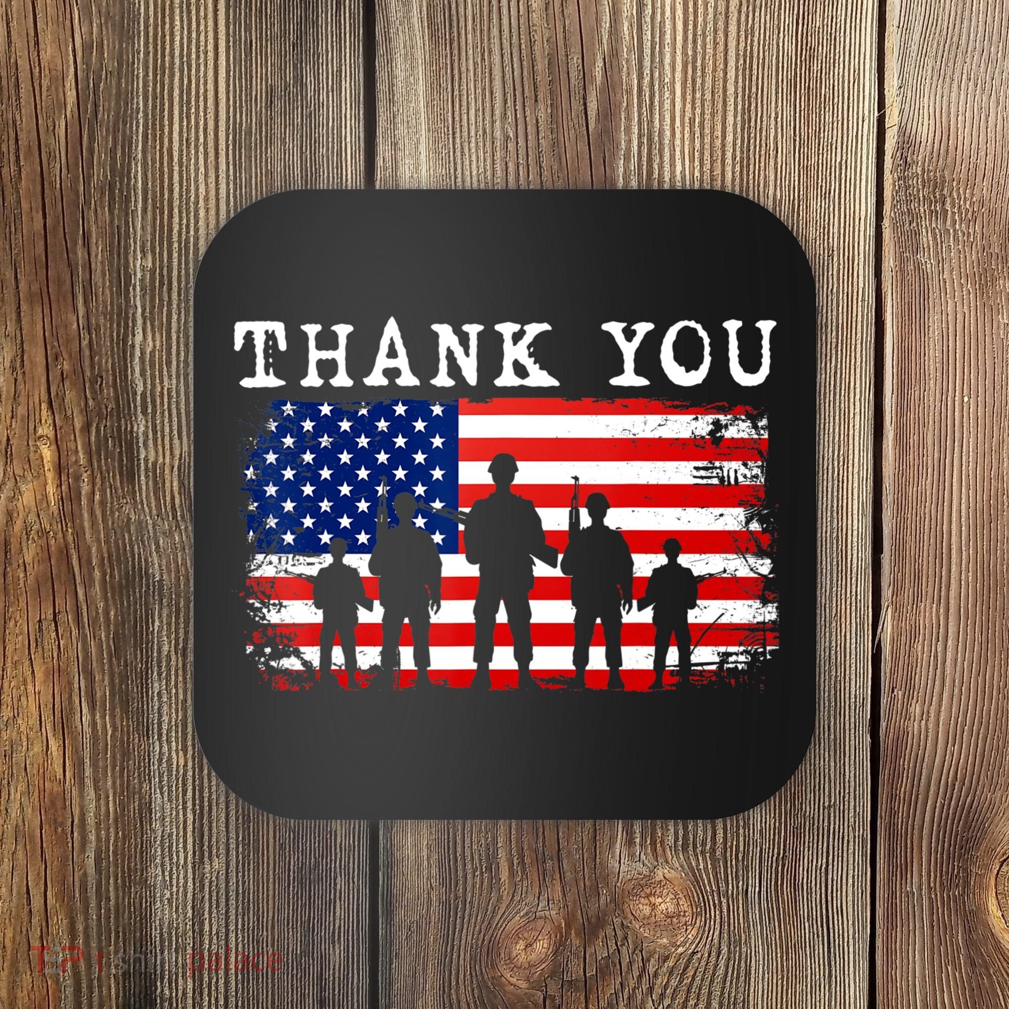 Thank You for your Service American Flag Patriotic Veterans Coaster