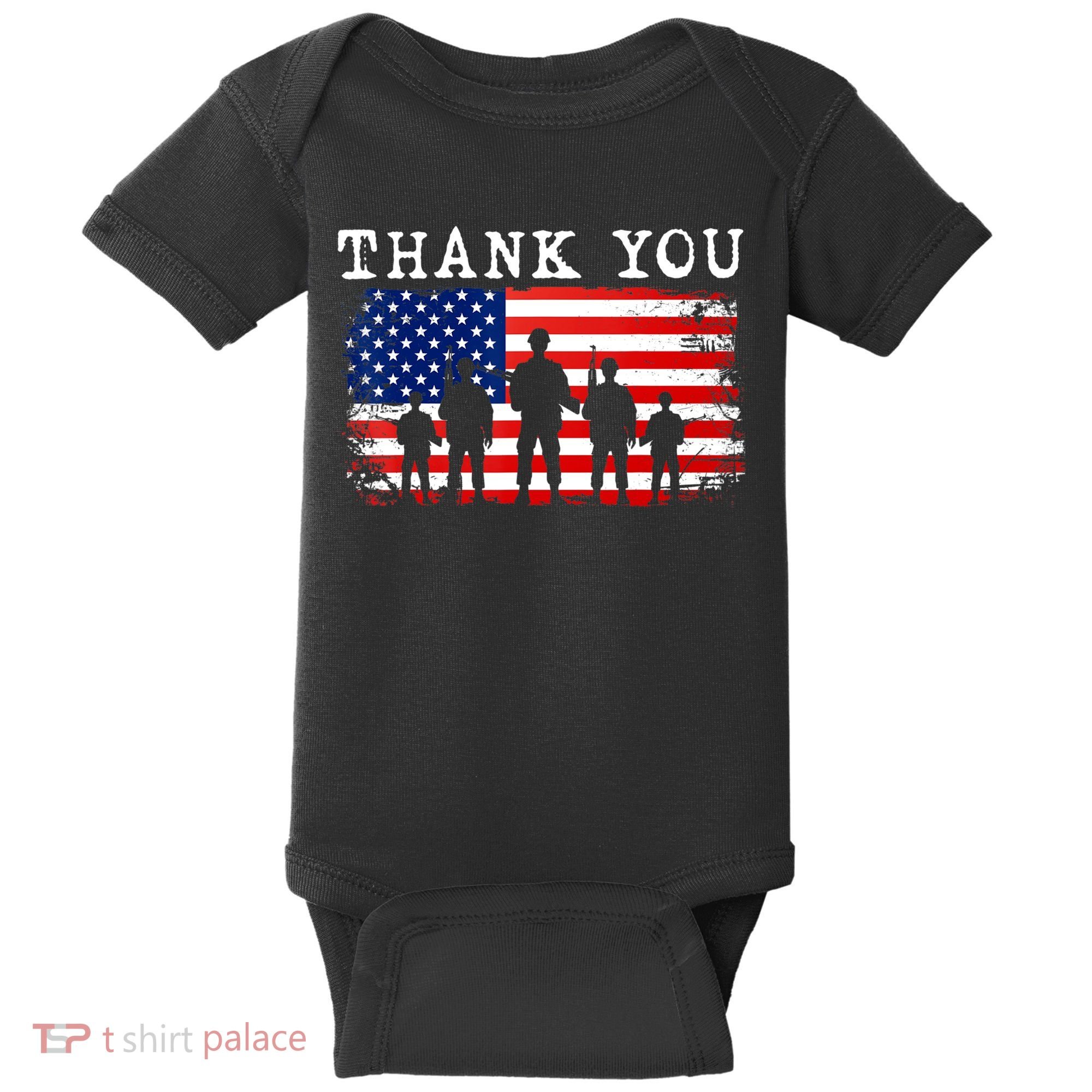 Thank You for your Service American Flag Patriotic Veterans Baby Bodysuit