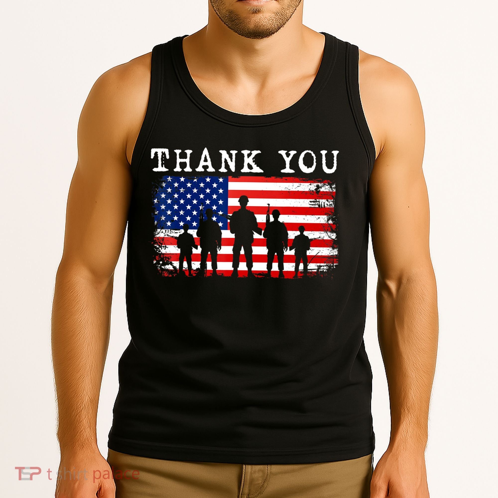 Thank You for your Service American Flag Patriotic Veterans Tank Top