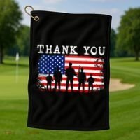 Thank You for your Service American Flag Patriotic Veterans Golf Towel thumb 1